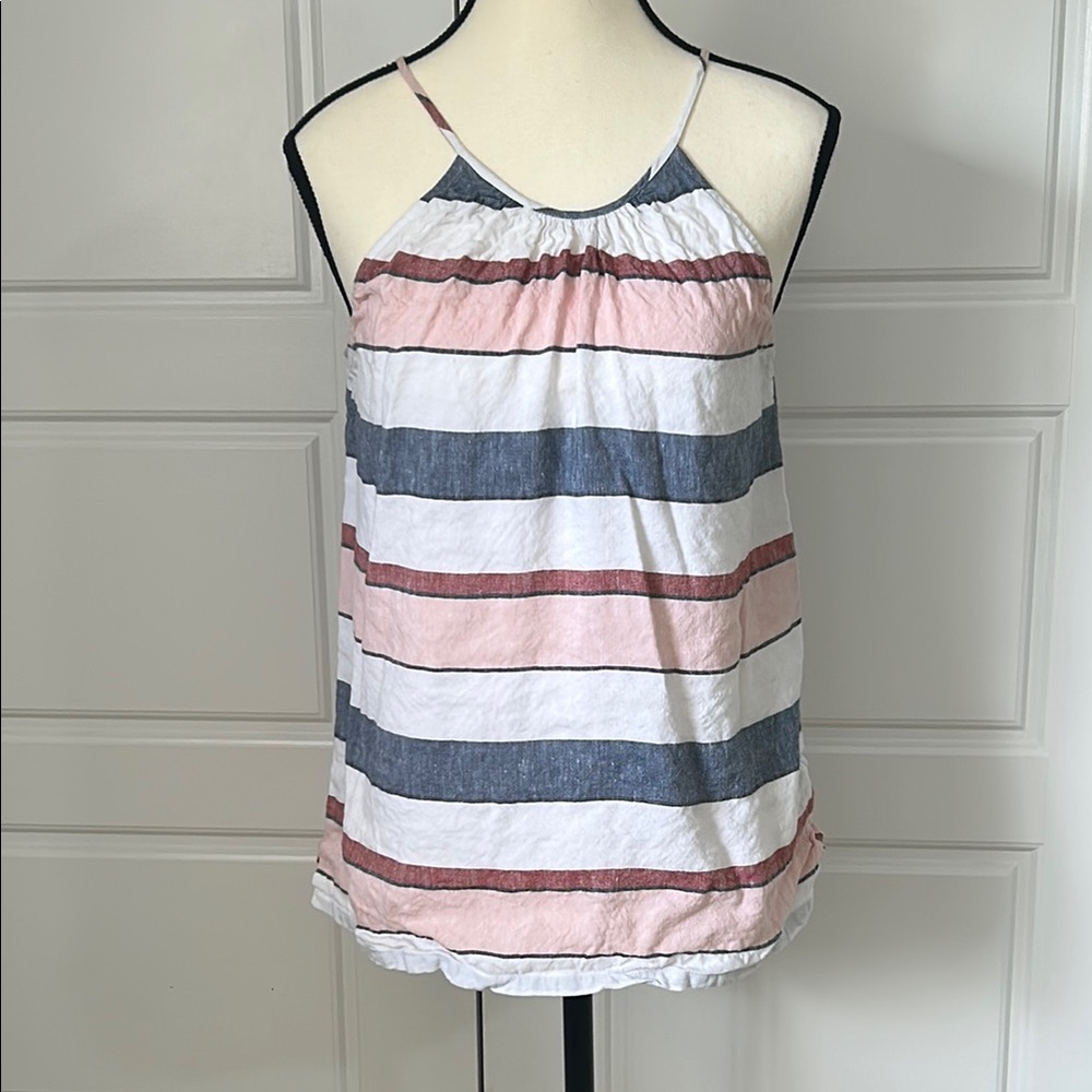 Ann Taylor LOFT Women’s Striped Halter Linen Tank Top